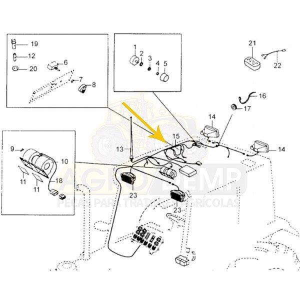 CHICOTE ELÉTRICO TETO DA CABINE - VALTRA / VALMET BT150 / BT170 / BT190 / BT210 - 85349400