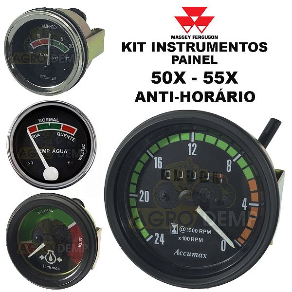 KIT RELÓGIOS INSTRUMENTOS DO PAINEL (HORÍMETRO ANTI-HORÁRIO) IMPORTADO TRATOR MASSEY FERGUSON 50X / 55X - 1481549