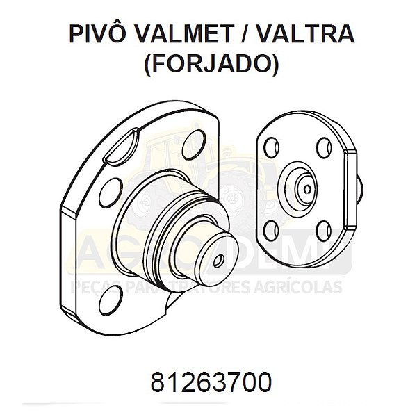 PIVÔ INFERIOR (FORJADO) - VALTRA / VALMET 685F / 785F / BF65 E BF75 - 81263700