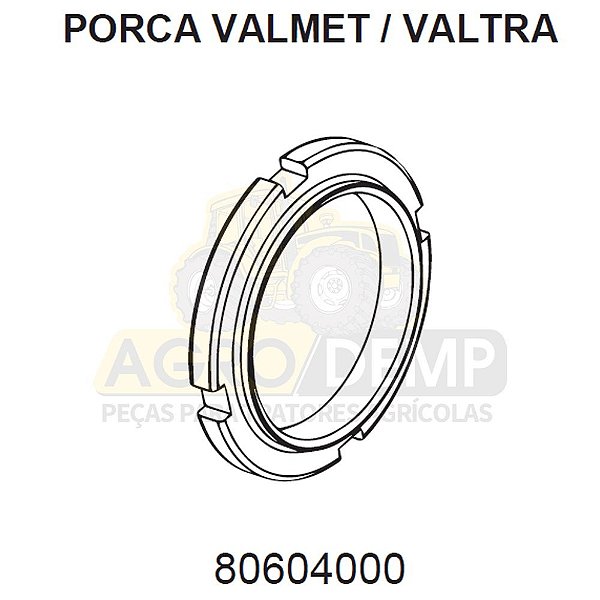 PORCA RANHURADA - VALTRA / VALMET 600 / 685C / 685F / 700 / 785C / 785F / 800 / 885 / 900 / 985 / BL77 / BL88 / BM100 / BM110 / BM120 / BM125 (GERAÇÕES 1 E 2) - 80604000