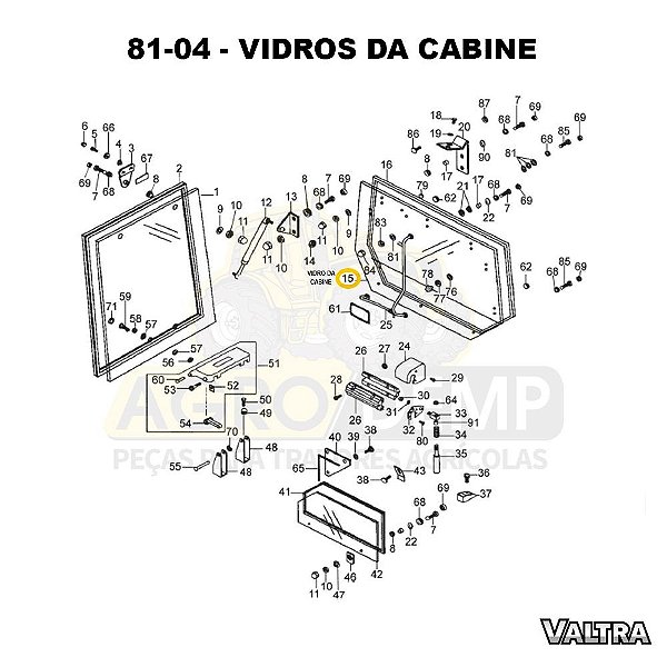 VIDRO DA CABINE - VALTRA BH140 HI / BH160 HI E BH180 HI - 31553300