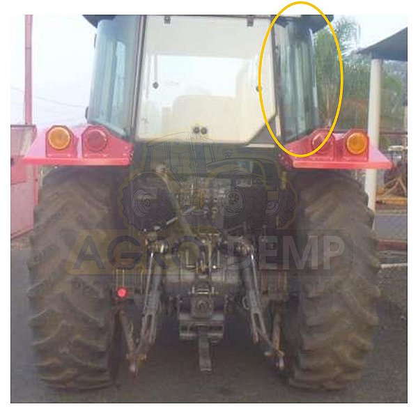 VIDRO TRASEIRO CURVO LATERAL DA CABINE (LADO DIREITO) - MASSEY FERGUSON 4275 / 4283 / 4290 / 4291 / 4292 / 4297 / 4298 / 4299 - 6227672