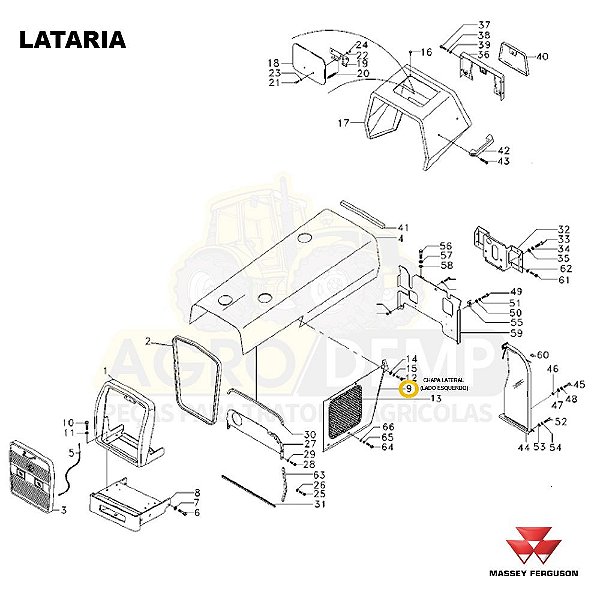 CHAPA LATERAL (LADO ESQUERDO) - MASSEY FERGUSON 265ADV / 265 / 275ADV / 283ADV E 290ADV - 065736