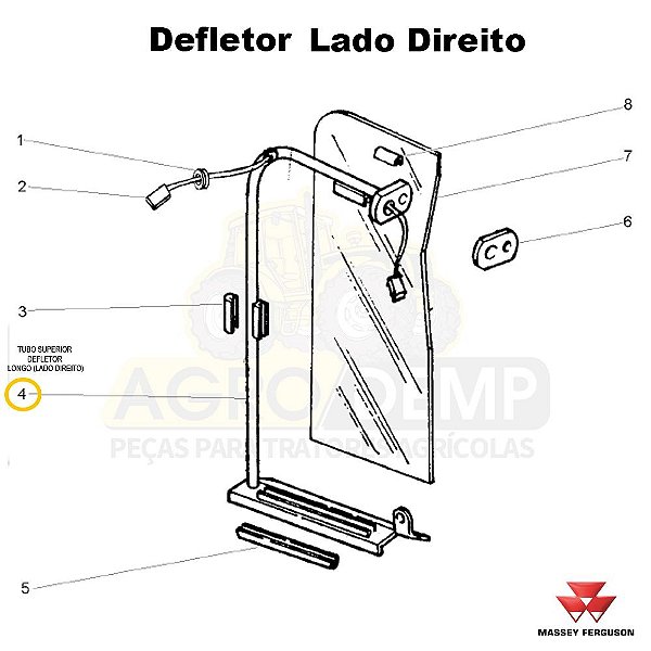 TUBO SUPERIOR DEFLETOR LONGO (LADO DIREITO) - MASSEY FERGUSON 292 - 022946