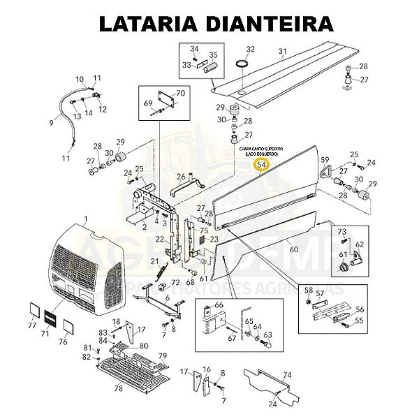 CHAPA CANTO SUPERIOR (LADO ESQUERDO) - VALTRA BF65 / BF75 / BL77 / 600 E 700 - 81919920