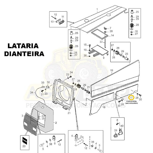 CHAPA LATERAL CANTO INFERIOR (LADO ESQUERDO) - VALTRA 985 - 80803410