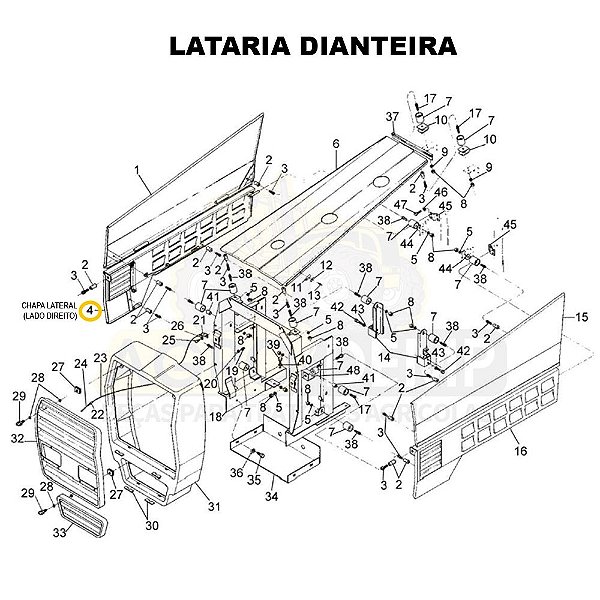 CHAPA LATERAL (LADO DIREITO) - VALTRA 1280R / 1580 E 1780 GERAÇÃO 1 - 80999810