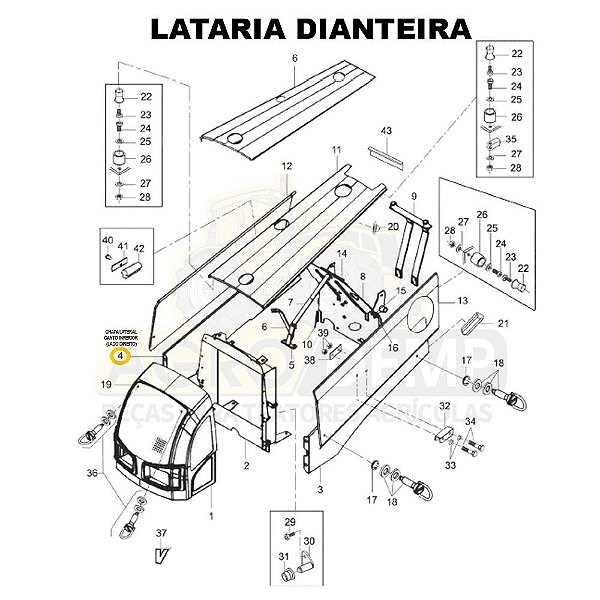 CHAPA LATERAL CANTO INFERIOR (LADO DIREITO) - VALTRA BM85 E BM100 (GERAÇÃO 2) - 85054800
