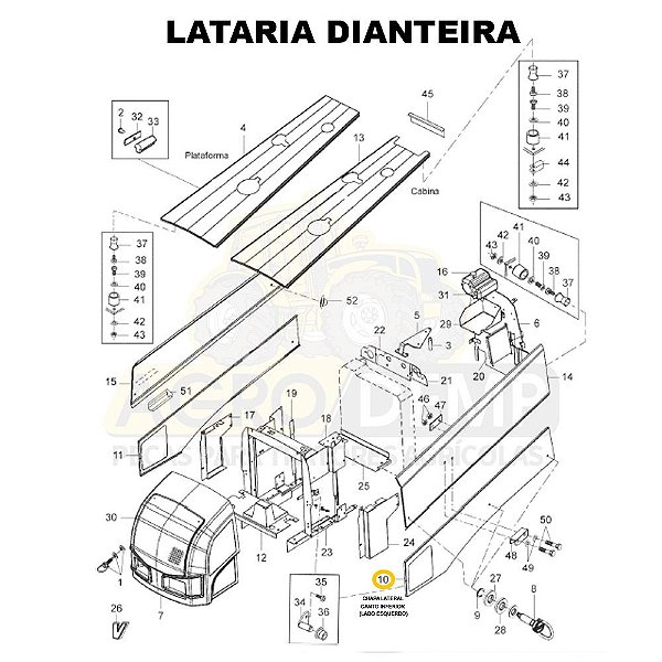 CHAPA LATERAL CANTO INFERIOR (LADO ESQUERDO) - VALTRA BH145 / BH165 / BH180 / BH185 / BH205 / 1280R E 1780 (GERAÇÕES 1 E 2) - 84861400