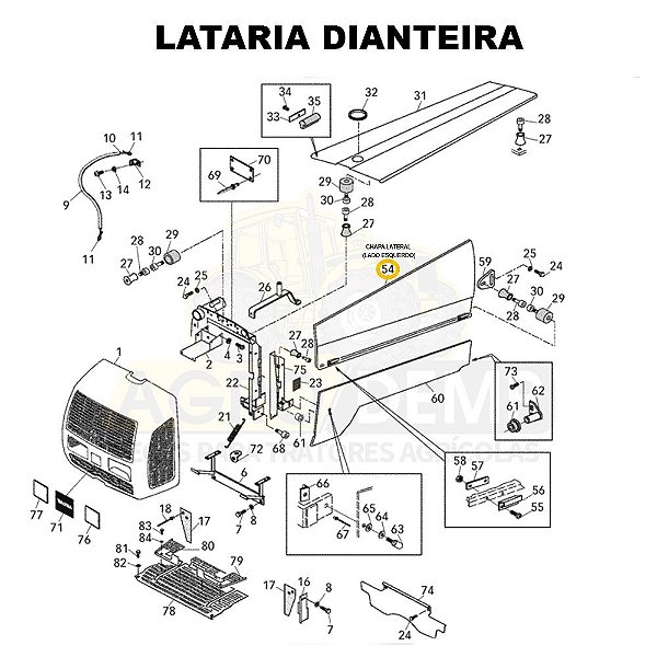 CHAPA LATERAL (LADO ESQUERDO) - VALTRA BL88 / 800 / 900 - 82314310