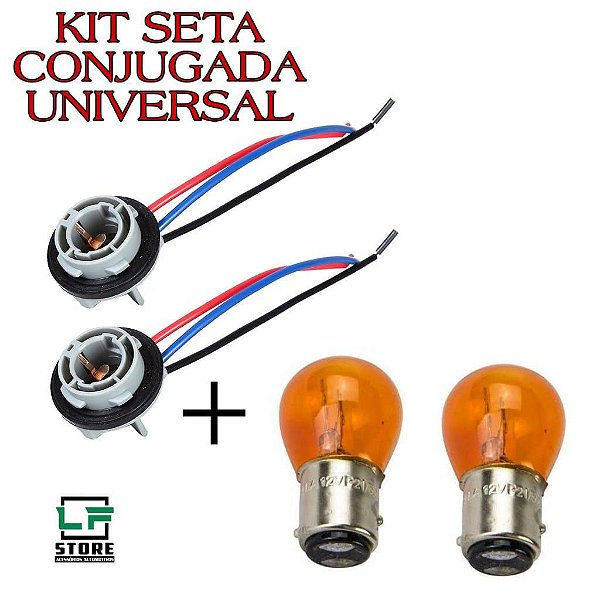 Kit Soquete Universal 2 Polos Seta Conjugada + 2 Lâmpadas Ambar