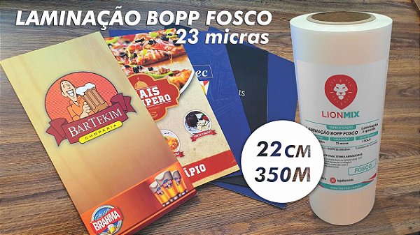 LAMINAÇÃO BOPP FOSCO 220mmx350M - 23 MICRAS