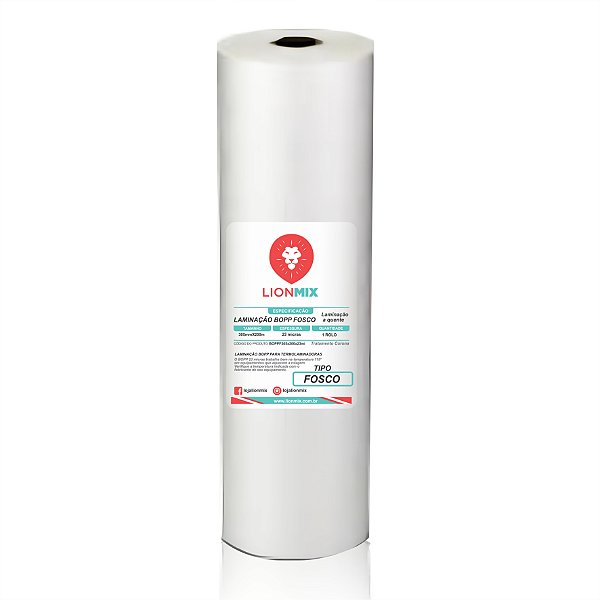 LAMINAÇÃO BOPP FOSCO TUBETE FINO - 305mmx200M - 23 MICRAS
