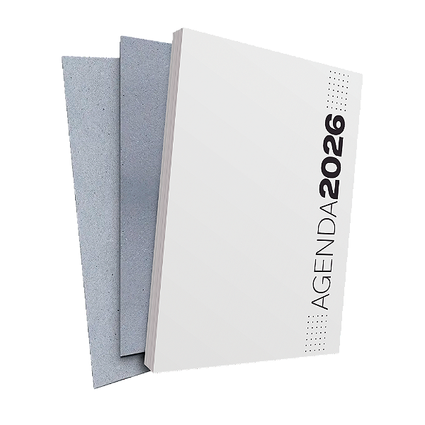 MIOLO DE AGENDA 2026 - MODELO ESTILO + PAPELÃO CINZA- 350 PÁGINAS - OFFSET 75G. PB - Embalagem 05 unidades