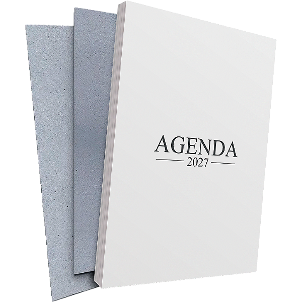 MIOLO DE AGENDA 2027 - MODELO CLÁSSICO + PAPELÃO CINZA- 350 PÁGINAS - OFFSET 75G. PB - Embalagem 05 unidades