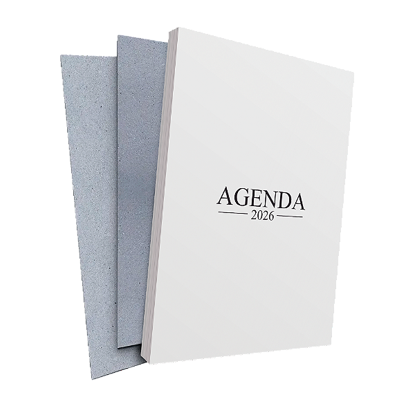 MIOLO DE AGENDA 2026 - MODELO CLÁSSICO + PAPELÃO CINZA- 350 PÁGINAS - OFFSET 75G. PB - Embalagem 05 unidades