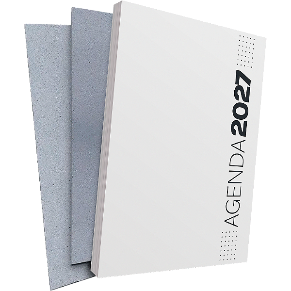 MIOLO DE AGENDA 2027 - MODELO ESTILO + PAPELÃO CINZA - 5 UNIDADES - 350 PÁGINAS - OFFSET 75G. PB