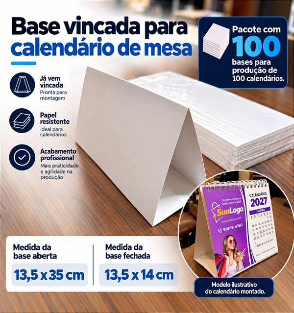 BASE DE CALENDÁRIO 135x35cm Vincada c/ 100 unidades