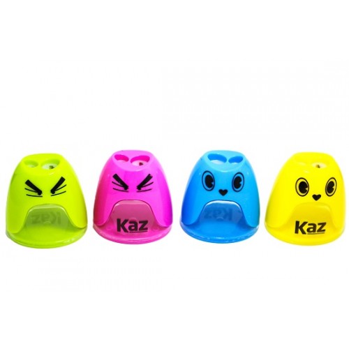 Apontador com Depósito com 2 Furos Carinhas Feliz e Bravo Kaz Ref: KZ8135