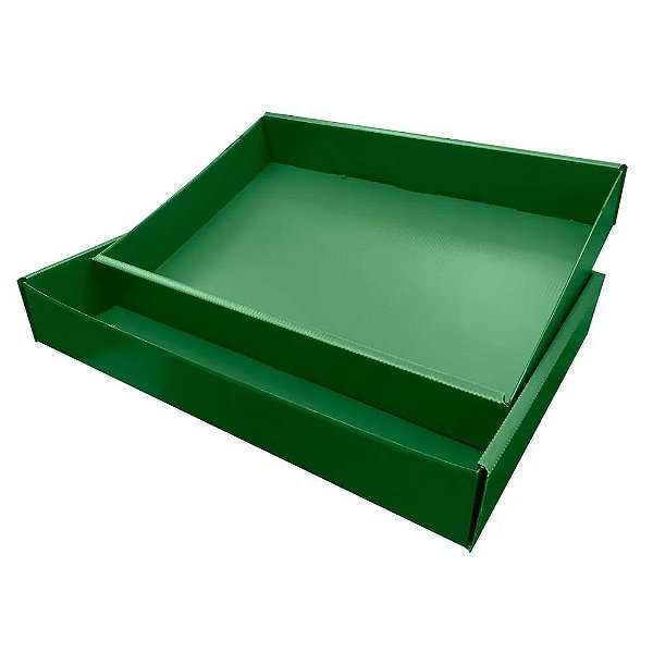 Caixa Organizadora Easy Box Camisa Verde Plástica com Tampa 400 x 275 x 60 mm Polionda Nova Onda Polibras Ref: 024808