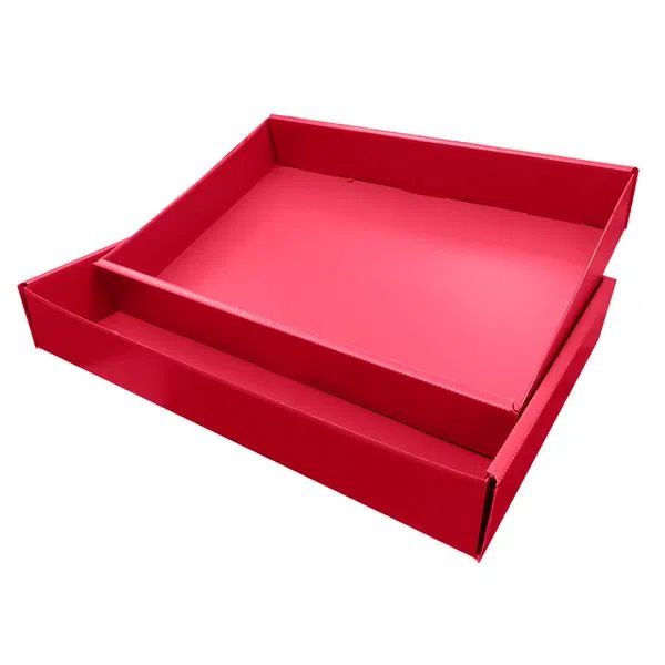 Caixa Organizadora Easy Box Camisa Vermelha Plástica com Tampa 400 x 275 x 60 mm Polionda Nova Onda Polibras Ref: 024807
