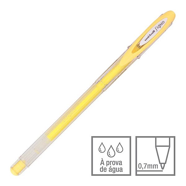 Caneta Gel Signo Amarela Pastel 0.7 mm Angelic Colour Uni-Ball Ref: UM-120AC