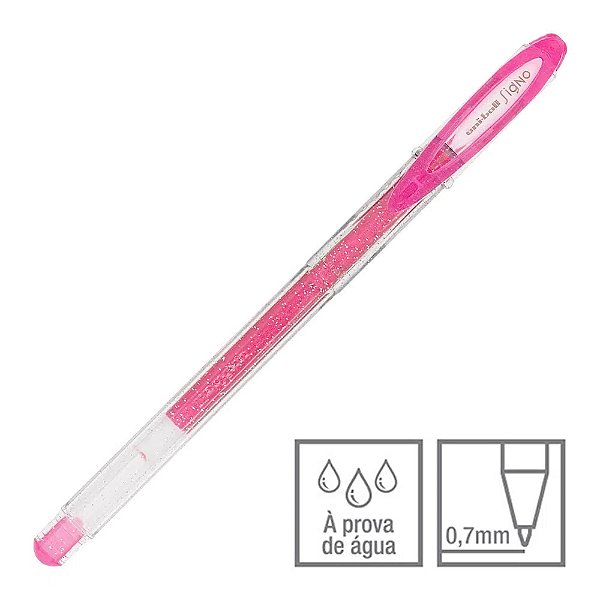 Caneta Gel Signo Pink Glitter 0.7 mm Sparkling Uni-ball Ref: UM-120SP