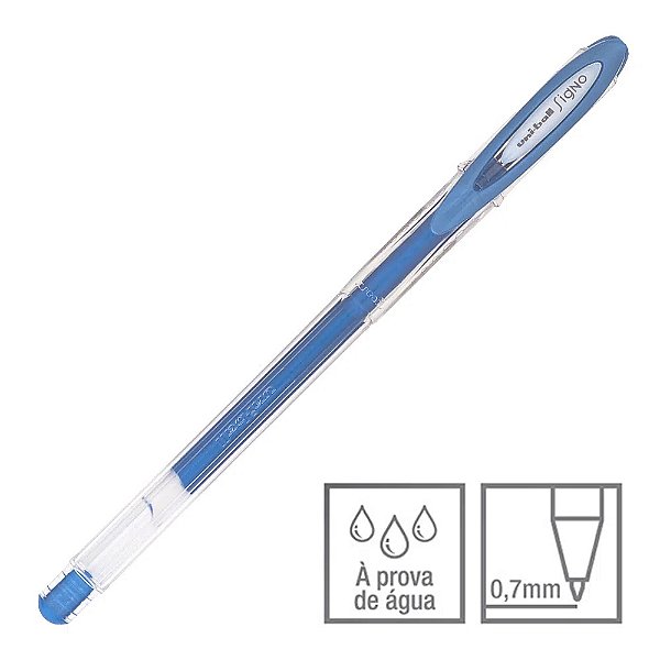 Caneta Gel Signo Azul Metálico 0.7 mm Noble Metal Uni-ball Ref: UM-120NM