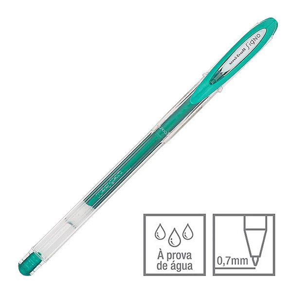 Caneta Gel Signo Verde Metálica 0.7 mm Noble Metal Uni-ball Ref: UM-120NM