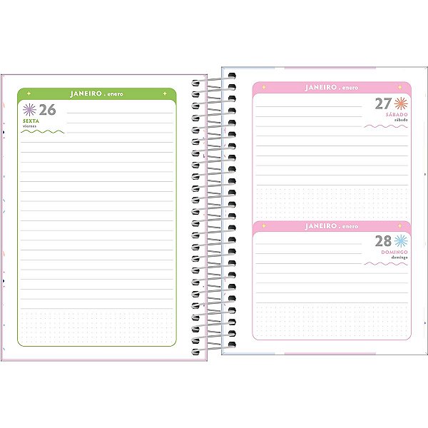 Agenda 2024 Happy Diária Cores Espiral Capa Dura M6 (14 X 20cm) 176 Folhas Tilibra Ref: 314234.