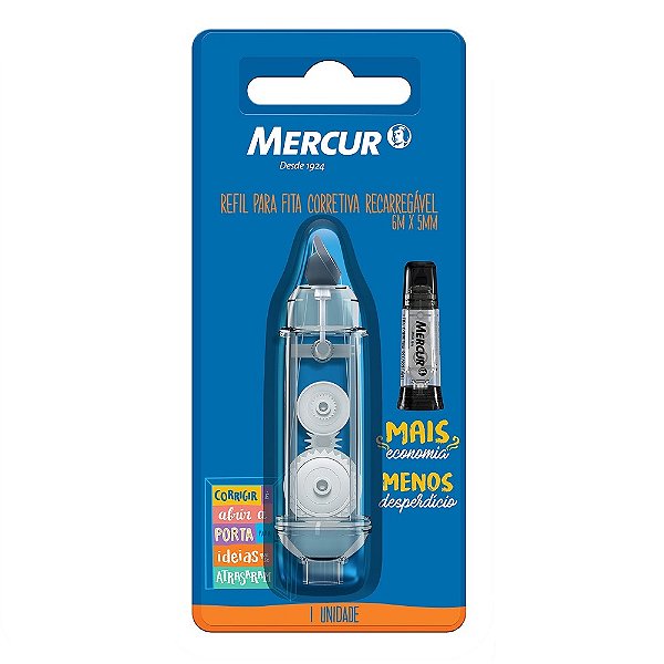 Corretivo Fita Refil Recarregável Mercur 6m X 5mm Ref: B01010203022