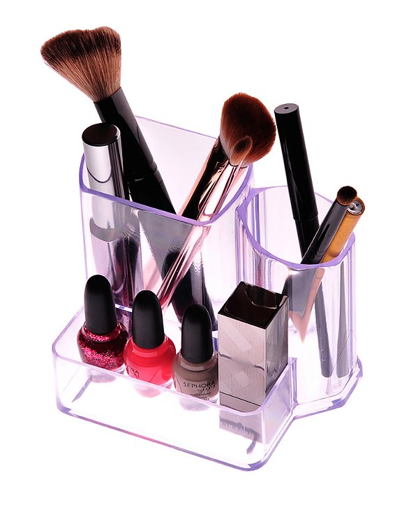 Organizador de Pincéis, Cosméticos e Acessórios Acrílico Cristal 10,5 x 12,5 cm Decor-Útil Ref: 347