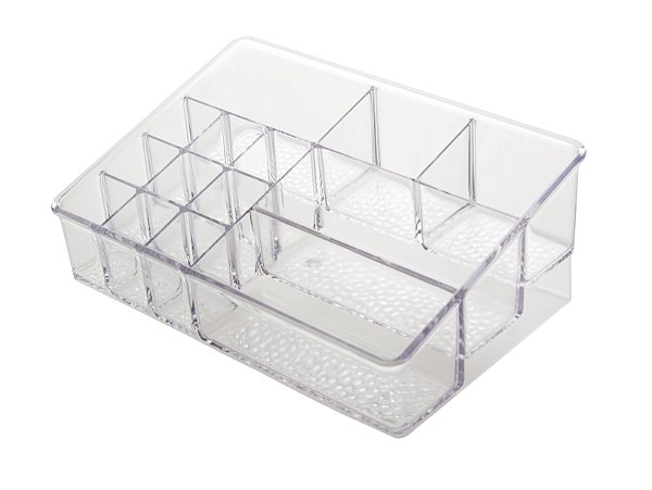 Organizador de Pincéis, Cosméticos e Acessórios Acrílico Cristal 8 x 22 cm Decor-Útil Ref: 330