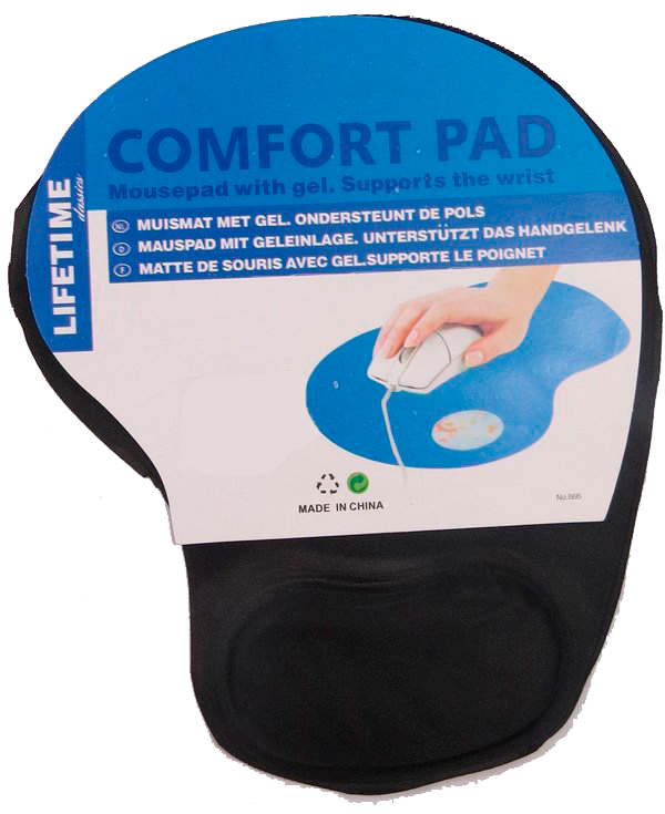 Mouse Pad Tecido Preto Base Emborrachado Suporte de Punho 23 x 20 cm Ref: 63911