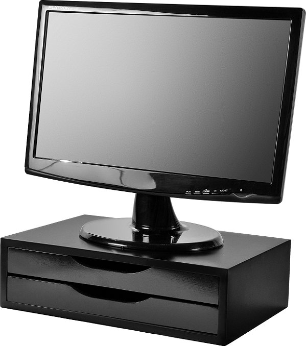 Suporte para Monitor MDF com 2 Gavetas Black Piano 39 x 26 x 11 cm Souza Ref: 3346