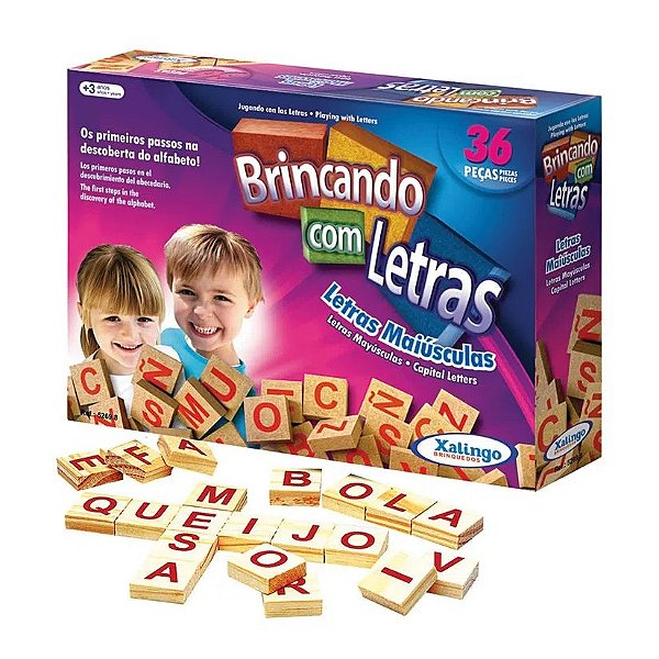 Jogo Brincando com Letras 36 Peças em Madeira Xalingo Ref: 5269-8