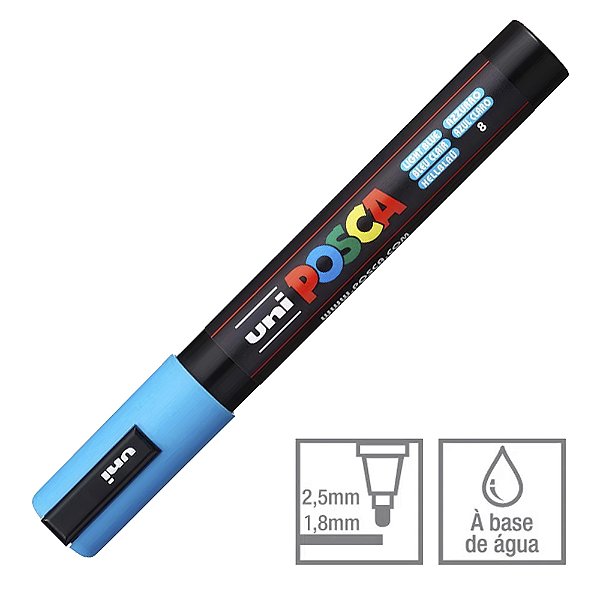 Caneta Marcador Posca 8 Azul Claro PC-5M 1.8 - 2.5 mm Uni