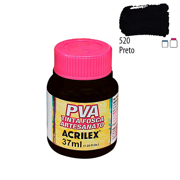 Tinta PVA Fosca 520 Preto 37 ml Acrilex