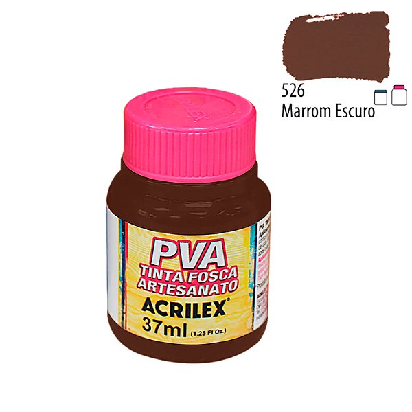 Tinta PVA Fosca 526 Marrom Escuro 37 ml Acrilex