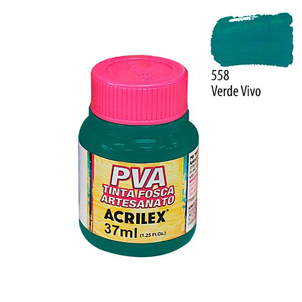 Tinta PVA Fosca 558 Verde Vivo 37 ml Acrilex