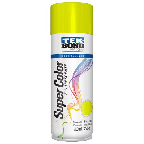 Tinta Spray Amarelo Fluorescente 350 ml 250 g Uso Geral Super Color TekBond