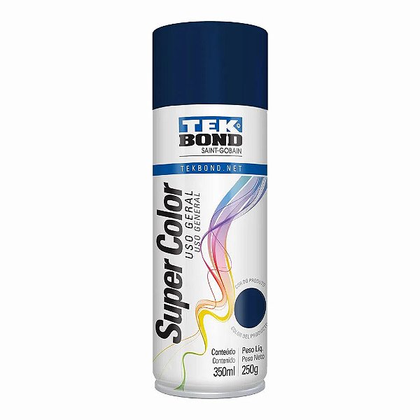 Tinta Spray Azul Escuro 350 ml 250 g Uso Geral Super Color TekBond