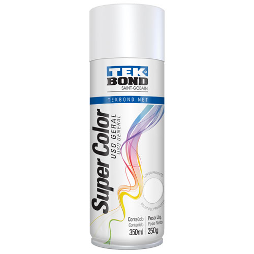 Tinta Spray Branco Fosco 350 ml 250 g Uso Geral Super Color TekBond