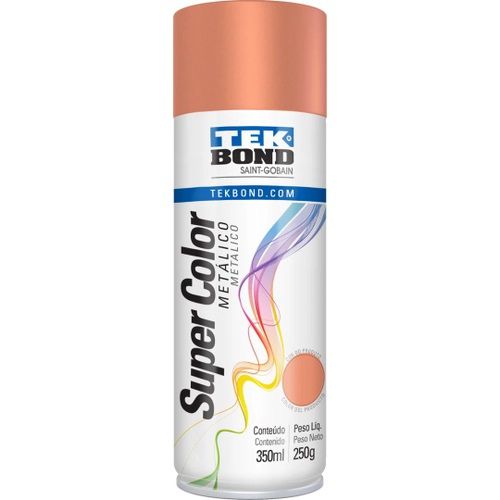 Tinta Spray Cooper Rose Metálico 350 ml 250 g Super Color TekBond