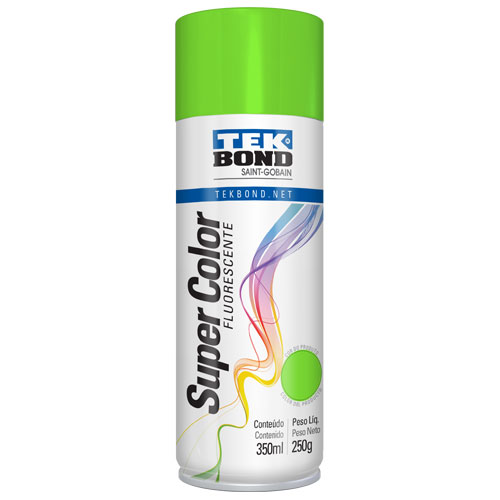 Tinta Spray Verde Fluorescente 350 ml 250 g Uso Geral Super Color TekBond