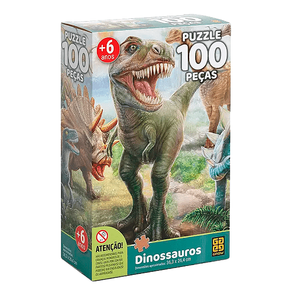 Quebra-Cabeça Dinossauros 100 Peças Grow Ref: 02660