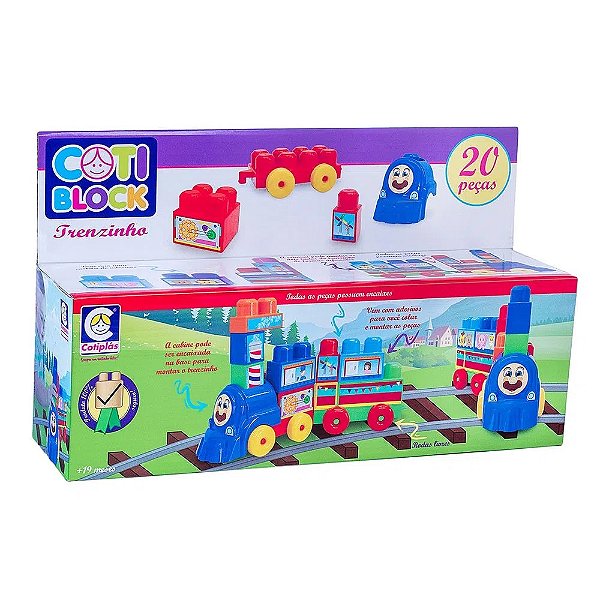 Brinquedo Bloco de Montar Trenzinho 20 Peças Cotiplás Ref: 2353