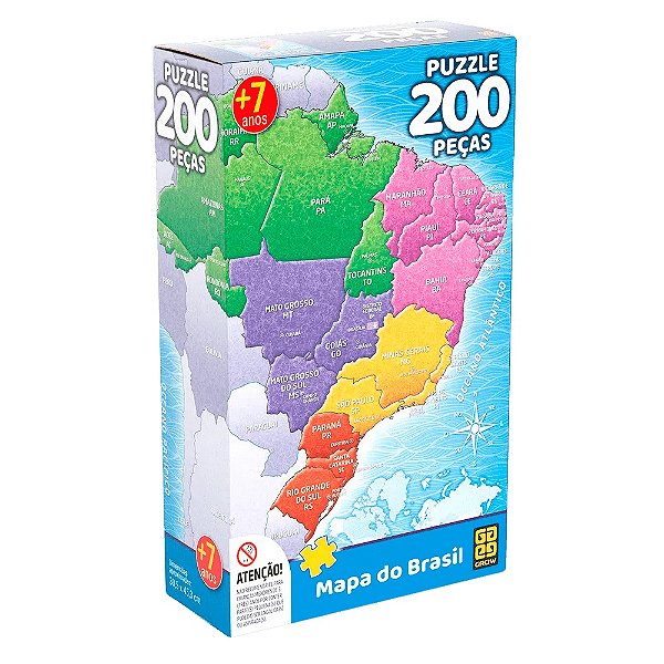 Quebra-Cabeça Mapa do Brasil 200 Peças Grow Ref: 03936