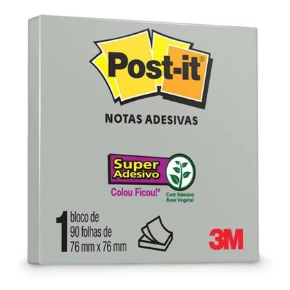 Bloco Adesivo Postit 654 Gris 76 x 76 mm com 90 folhas 3M