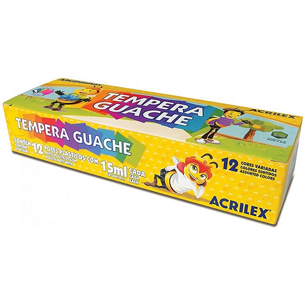 Tinta Guache Acrilex Abelhinhas 12 Cores 15ml Cada Ref: 02012